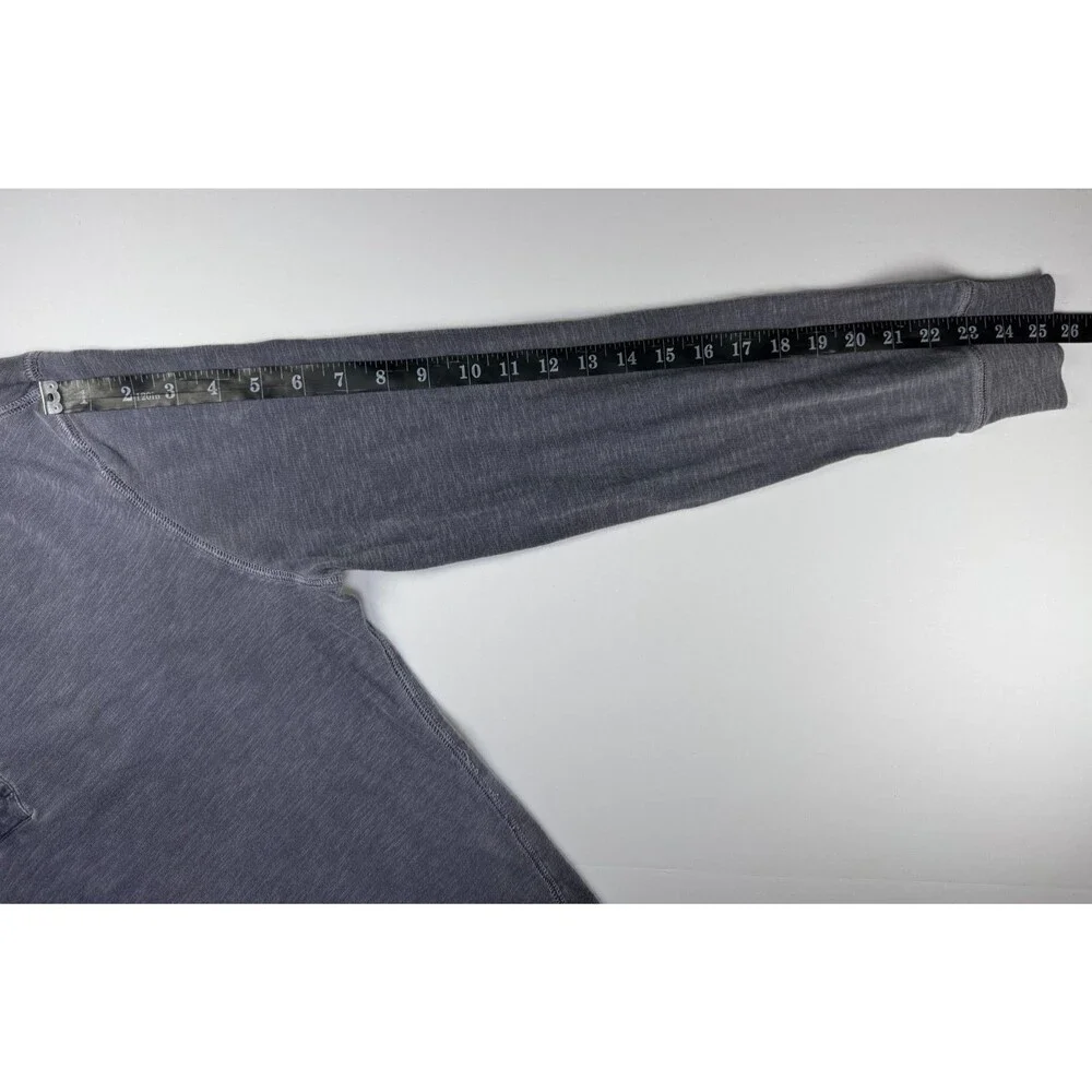J Crew Henley Shirt Mens Medium Gray Garment Dyed Long Sleeve Knit Made in‎ USA